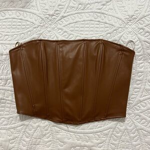 Zara Faux leather corset top. Brown size Small
